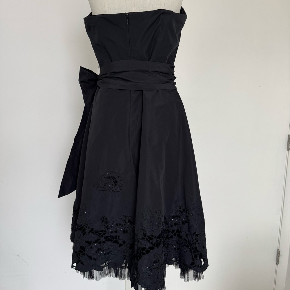 BCBG full skirt A-Line black satin + sparkle dress sz12 - Picture 9 of 14
